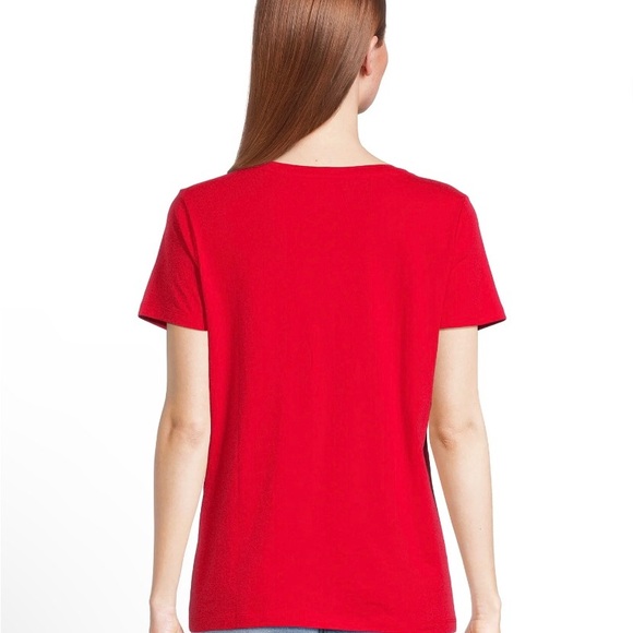 TIME and TRU Womens Red V Neck T-Shirt Size Small 4-6 Soft 100% Cotton New - Picture 5 of 8